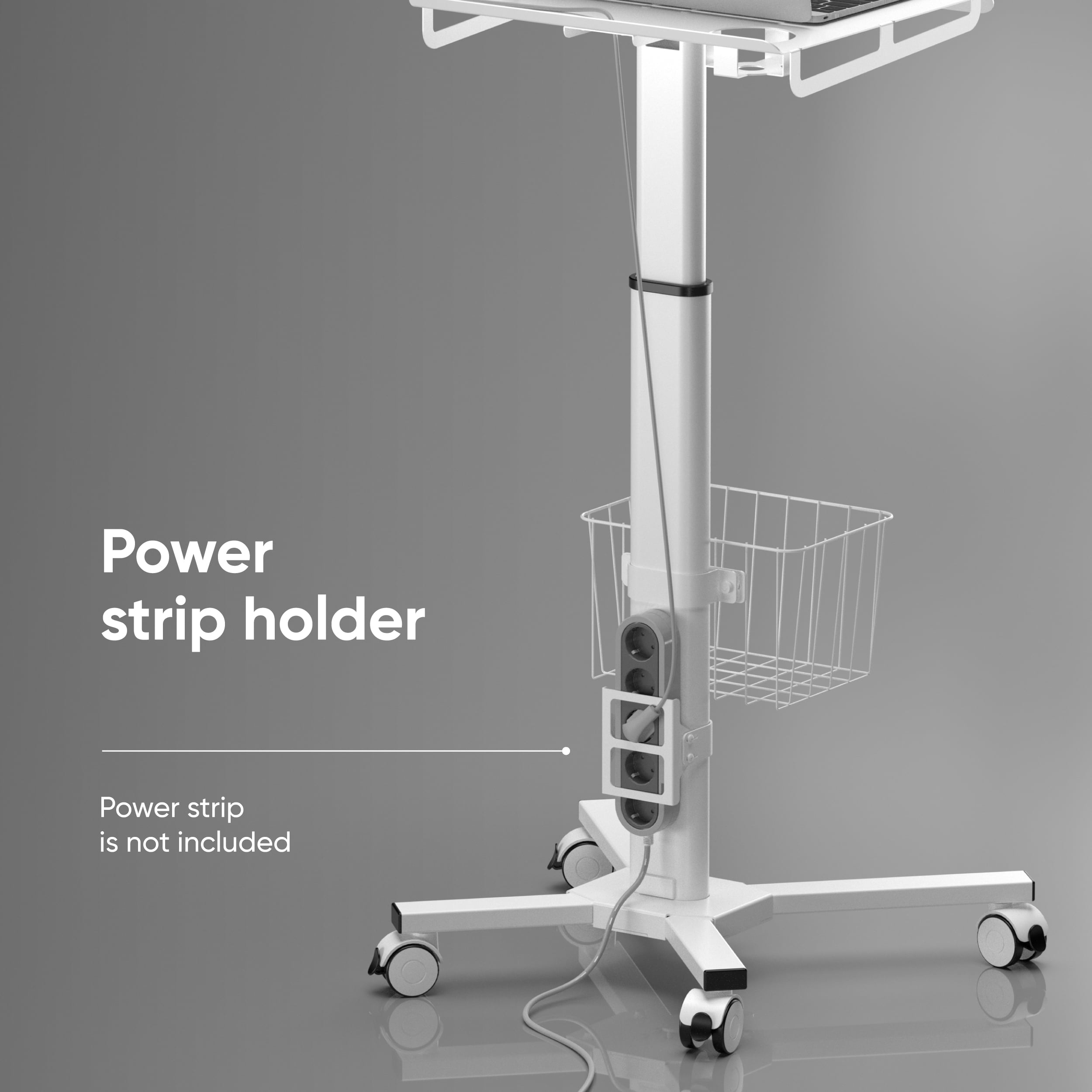 ONKRON Rolling Laptop Stand - Computer Cart with Wheels - Standing Desk On Wheels - Foot Pedal Pneumatic Desk - Rolling Desk Adjustable Height - Utility Medical Cart - Desk Load up to 17.6 Lbs, White