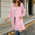 thumbnail image 4 of Women's Zip Up Hoodies Long Sleeve Long Tunic Sweatshirts Oversized | Long Fleece Jacket Coats, Drawstring, Zip Up Front, Kangaroo Pockets, Casual Outerwear, Pink, L, 4 of 6