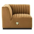 thumbnail image 3 of Modular Sofa Corner Chair, Black Brown, Velvet, French Living Lounge Cafe Lobby Hospitality Restaurant, Modern Contemporary Boutique HB33746, 3 of 6