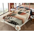 thumbnail image 4 of Ambesonne Monstera Fitted & Top Sheet Set with Shams, Abstract Mid Century Leaf, Redbrown Dusk Black, 4 of 5