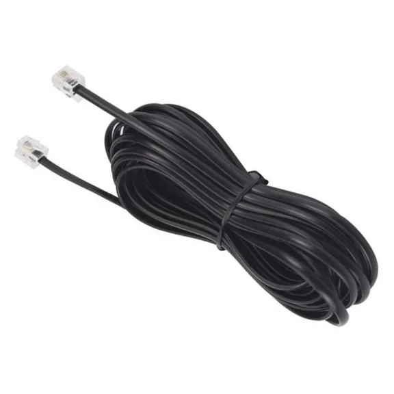 Telephone Extension Cord 15 Feet Long Phone Cable Line Wire - Black Trisonic