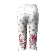 thumbnail image 5 of QUYUON Cropped Women Elastic Waist Capris Pants Casual Loose Fit Yoga Pants Comfy Lounge Workout Capris Sweatpants Summer Floral Print High Waisted Capris and Cropped Pants Trousers Hot Pink XL, 5 of 5