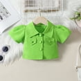 thumbnail image 3 of Dpytoraw Toddler Baby Girls Spring Summer Solid Cotton Short Sleeve Shirts Shorts Outfits Clothes‌ Girls summer shorts and tee sets Size Green 2-3 Years, 3 of 5