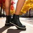 thumbnail image 5 of Black Boots for Women Front Zipper Chunky Lug Sole Round Toe Brown Chelsea Booties Vintage Fall Boots, 5 of 8