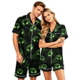 thumbnail image 2 of Halloween Pajamas Halloween Couple Pajamas Matching Sets Button Up Pajamas Halloween Pj Set Spooky Pajamas Women Couples Pajamas Matching PJS for Couples His Hers Jammies Wife Husband, Green, S, 2 of 5