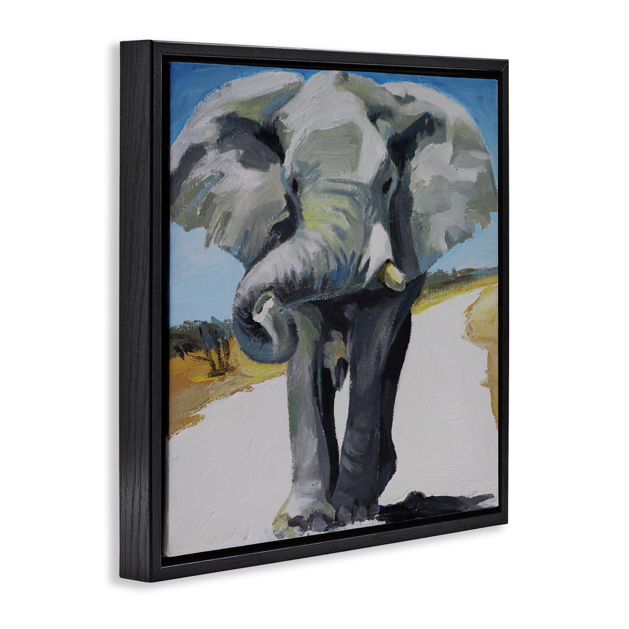 Stupell Industries Majestic Elephant on Path Black Framed Floater Canvas Wall Art, design by Violeta Vollmer