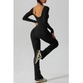thumbnail image 2 of Womens Sexy Open Back Long Sleeve Flared Bottom Pants Romper Bodycon Jumpsuit, 2 of 6