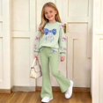 thumbnail image 4 of Iyufng Fall 2 Piece Sets for Girls, Bow Decor Top with Slightly Flared Pant Set, Girls Printed Tracksuits, Ages 5–15 Multiple Colors, 4 of 7