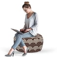 thumbnail image 2 of Earth Tones Pouf Cover with Zipper, Spiral Circles Style Traditional Scallop Grid Geometric Pattern, Soft Decorative Fabric Unstuffed Case, 30" W X 17.3" L, Dark Brown and Cream, by Ambesonne, 2 of 5