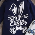 thumbnail image 6 of mgoYE Baby Boys Clothes My First Easter Baby Boy Outfit Infant Clothes Bunny Letter Print Shirt+Overalls Pants+Hats Spring Outfit Set(Blue,3-6 Months), 6 of 8