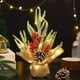 thumbnail image 1 of xihome Árbol de Navidad artificial de mesa de 30 cm (12 pulgadas) con luces, bayas rojas, piñas y base de arpillera para decoracin navideña del hogar., 1 of 6