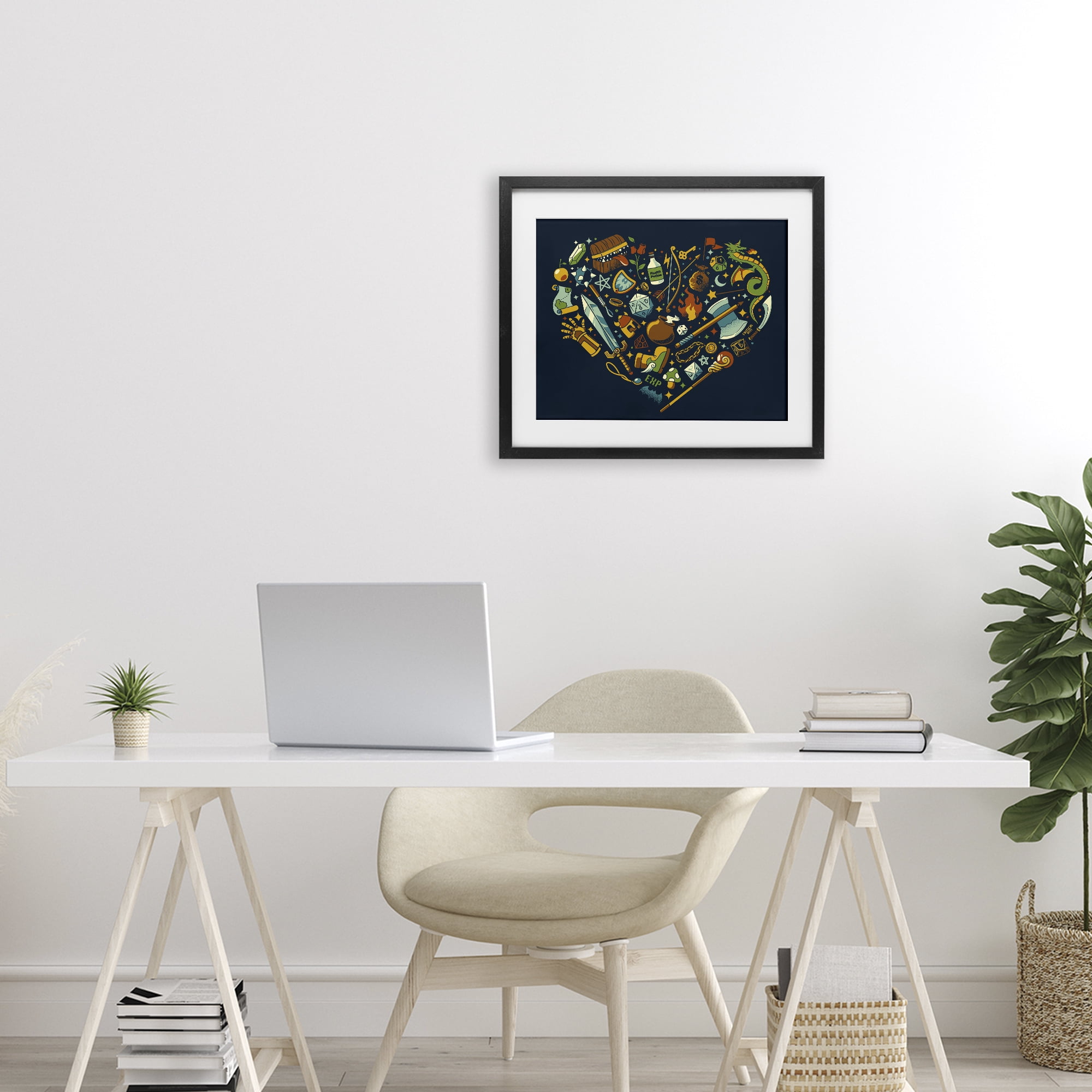 Stupell Industries Board Game RPG Trinkets Black Framed Print Under Glass, design by Tobe Fonseca