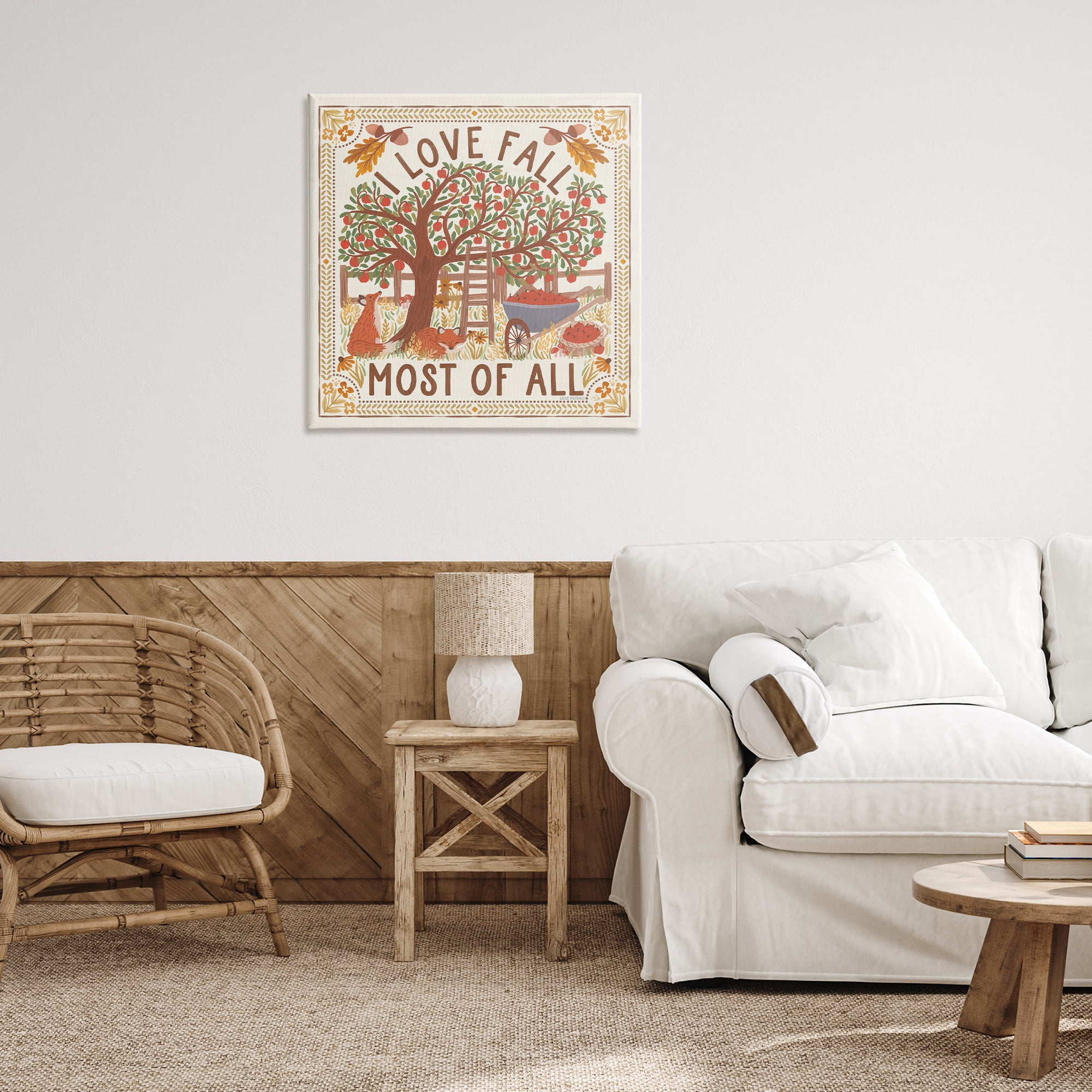 Stupell Industries Love Fall Scenery Landscape Painting Gallery Wrapped Canvas Art Print Wall Art, 30 x 30