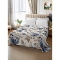 thumbnail image 2 of Blue Gray Spring Floral Flat Sheets Only Full Size, Soft Breathable Bed Top Sheets for Mattress, Vintage Botanical Luxury Bedding Flat Sheets for Home Hotel Bedroom Bed Protection, 2 of 9