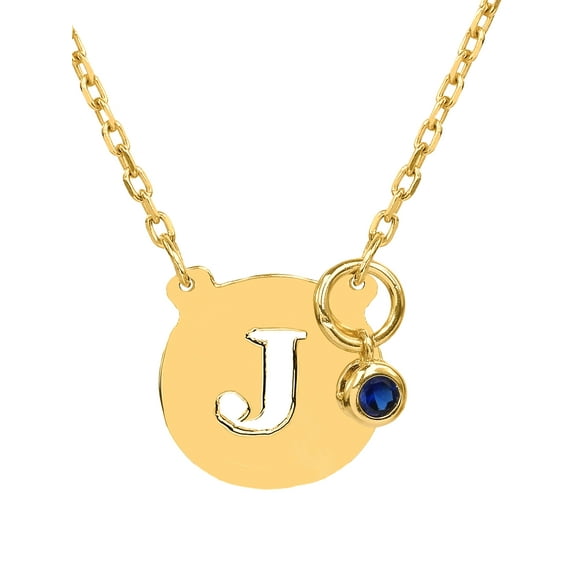 Personalized Pierced Single Capital Initial with Bezel Set Drop Birthstone