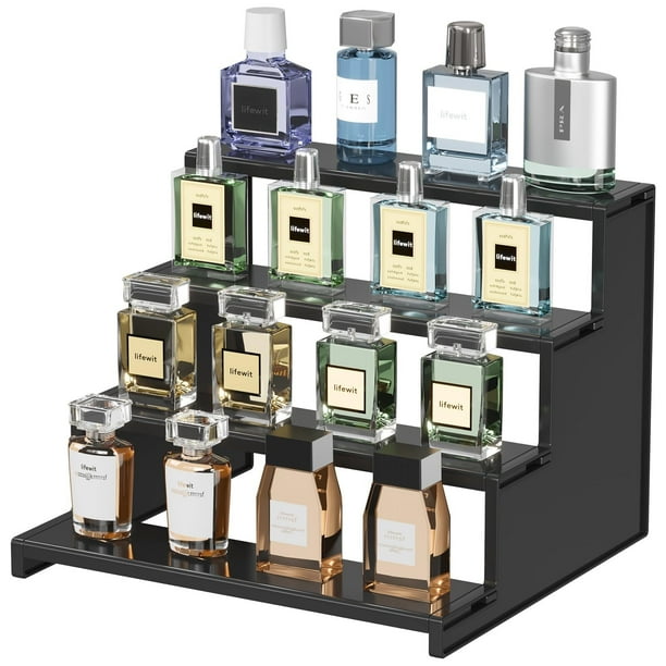 Negro Estante de Soporte para , Multifuncional Repisa para Exhibición Organizador de Perfumes, para Sala de Maquillaje, Sala de Estar, Dormitorio, baño, Cocina, 30.5cm, 1 Paquete