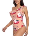 thumbnail image 2 of Wukai Bunny And Strawberry Chic One Shoulder Swimwear with Ruffle Design and Tummy Control Skirt: Fashionable, Supportive, Comfortable for Beach-XX-Large, 2 of 7