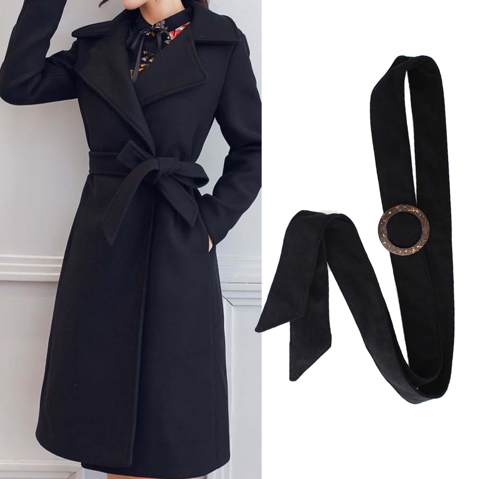 Ceinture Large Noire En Tissu - 166 Cm De Long, 5 Cm De Large | Pour Robe, Manteau, Mettre En Valeur La Taille