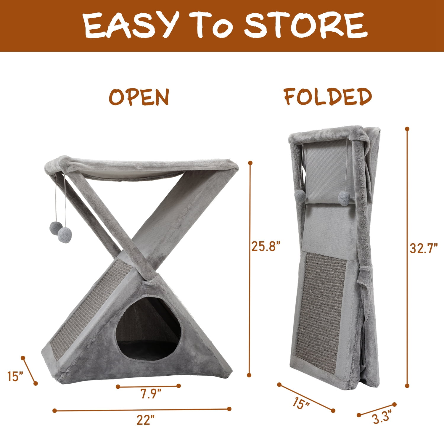 Pefilos Cat Nest for Indoor Cats Cat Hammock for Cage X-Frame Cat Houses for Outdoor Cats Foldable, Gray Pefilos Cat Nest for Indoor Cats Cat Hammock for Cage X-Frame Cat Houses for Outdoor Cats Foldable, Gray