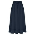 thumbnail image 6 of Clearance under 10$ Sevevn Womens Solid Color Elastic Waist Drawstring Pleated Mid Length Ruffle Skirt Summer Clearance Navy XL, 6 of 7