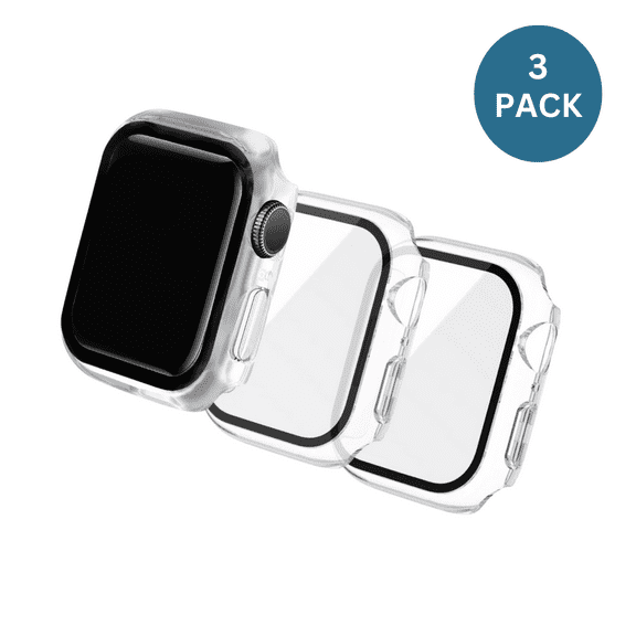 Qixxronics for Apple Watch Series 1 Case [38mm], 3-Pack, Built-in Tempered Glass Screen Protector