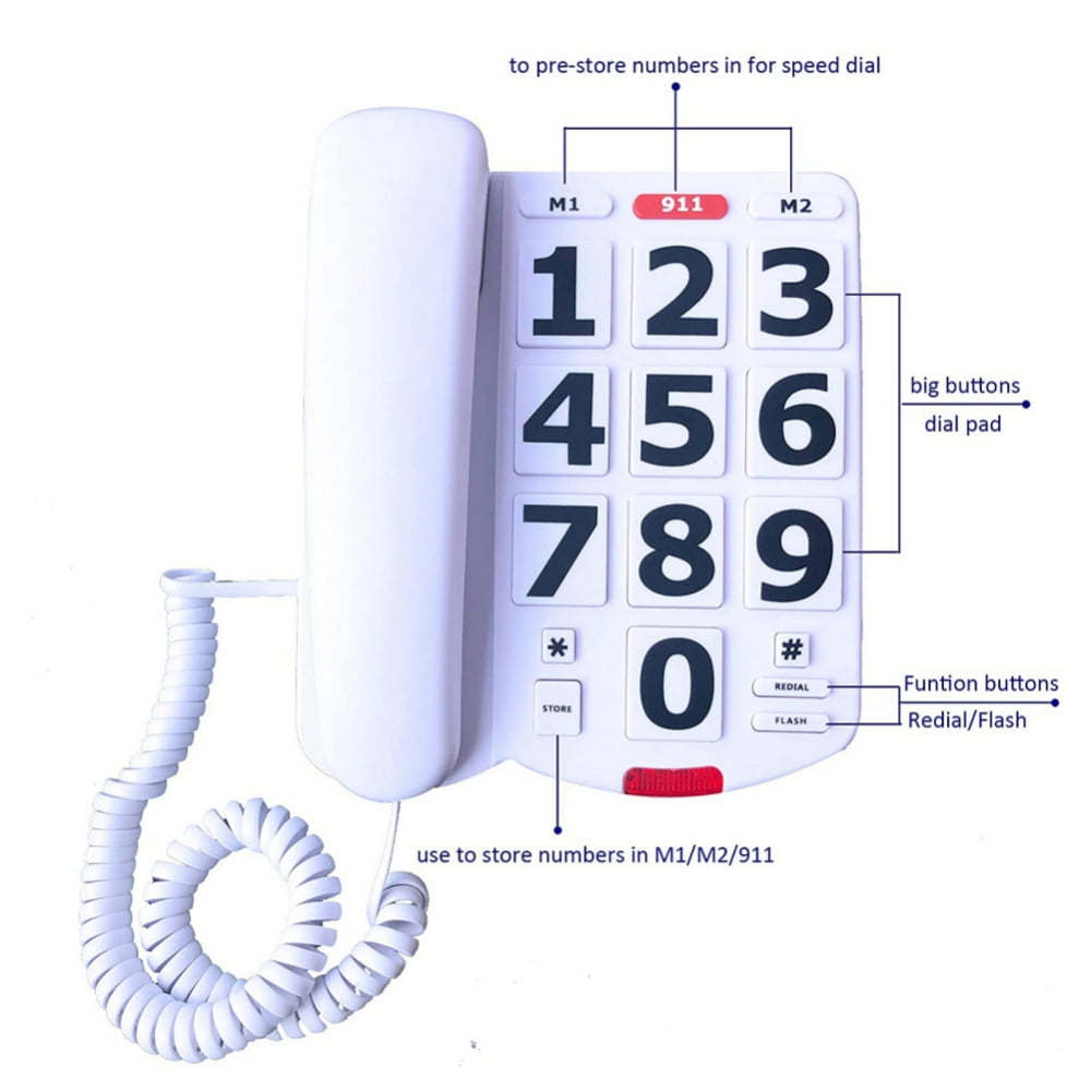 Buy Corded Big Button Landline Phones for Seniors Home, Single Line