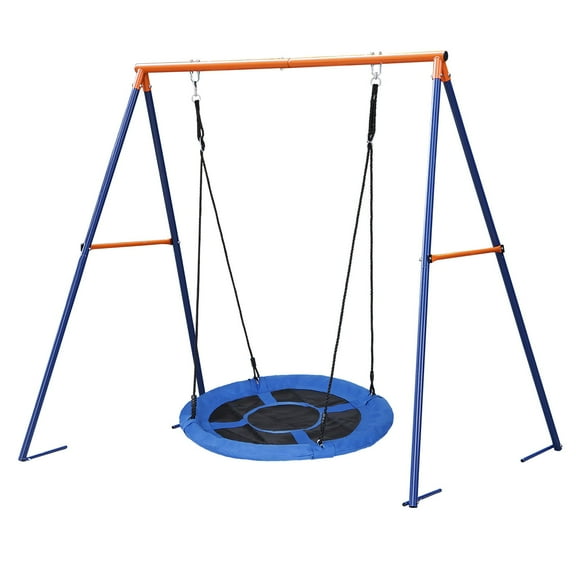 ZENSTYLE Swing Set 40" Tree Swing Spider Saucer Freestanding Steel 72" H Swing Stand, Blue