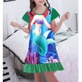 thumbnail image 4 of WIBACKER 3-8Y Toddler Girls Nightgowns Short Sleeve Nightdress Kids Nightie Dress Sleepwear - 1Pcs Green Mermaid, 4 of 6