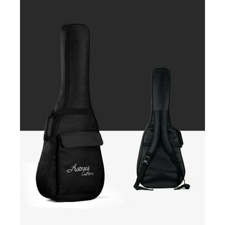 Double Guitar Case - 40 41 Inch Acoustic Guitar Waterproof Thicken Padded Bag Advanced Guitar Case with Double Strap and Outer Pockets (Black)