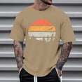thumbnail image 2 of Rggeeun Men'S T-Shirt Cartoon Elegant Sunset Print Short Sleeve Crew Neck Knit Breathable Relaxed Fit For Baseball Sports Versatile Tops,Khaki,Xxxxxl, 2 of 4