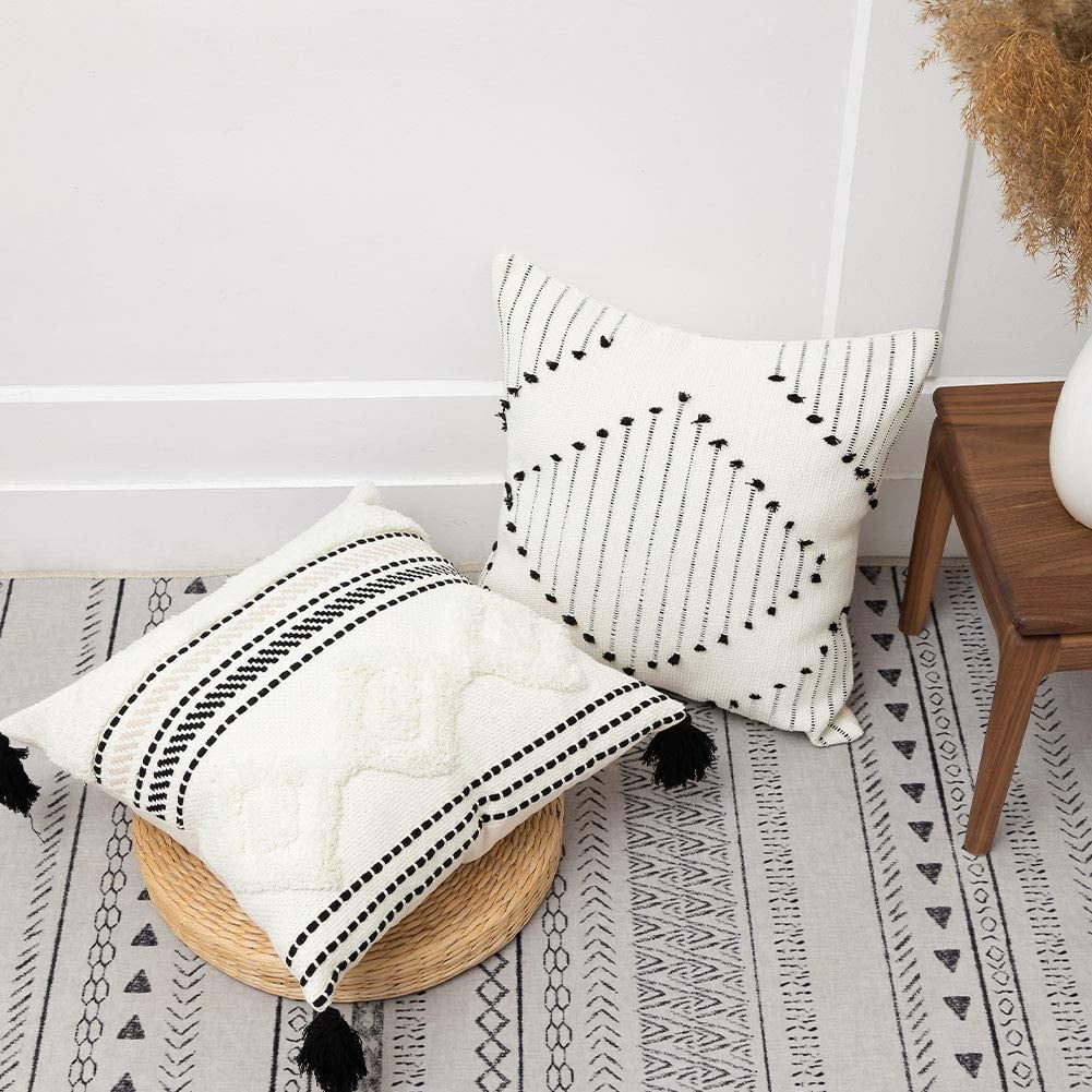 Black and white boho pillows sale