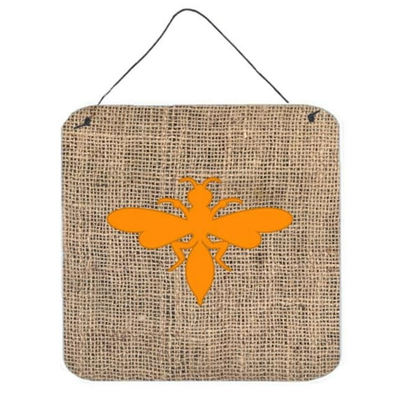 Wasp Burlap And Orange Aluminium Metal Wall Or Door Hanging Prints - 6 x 6 In.
