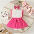 thumbnail image 4 of FAOWME Girls Lace Sleeveless Bodysuits Onesie Dress Headbands Set Dresses Hot Pink 6-9 Months, 4 of 4