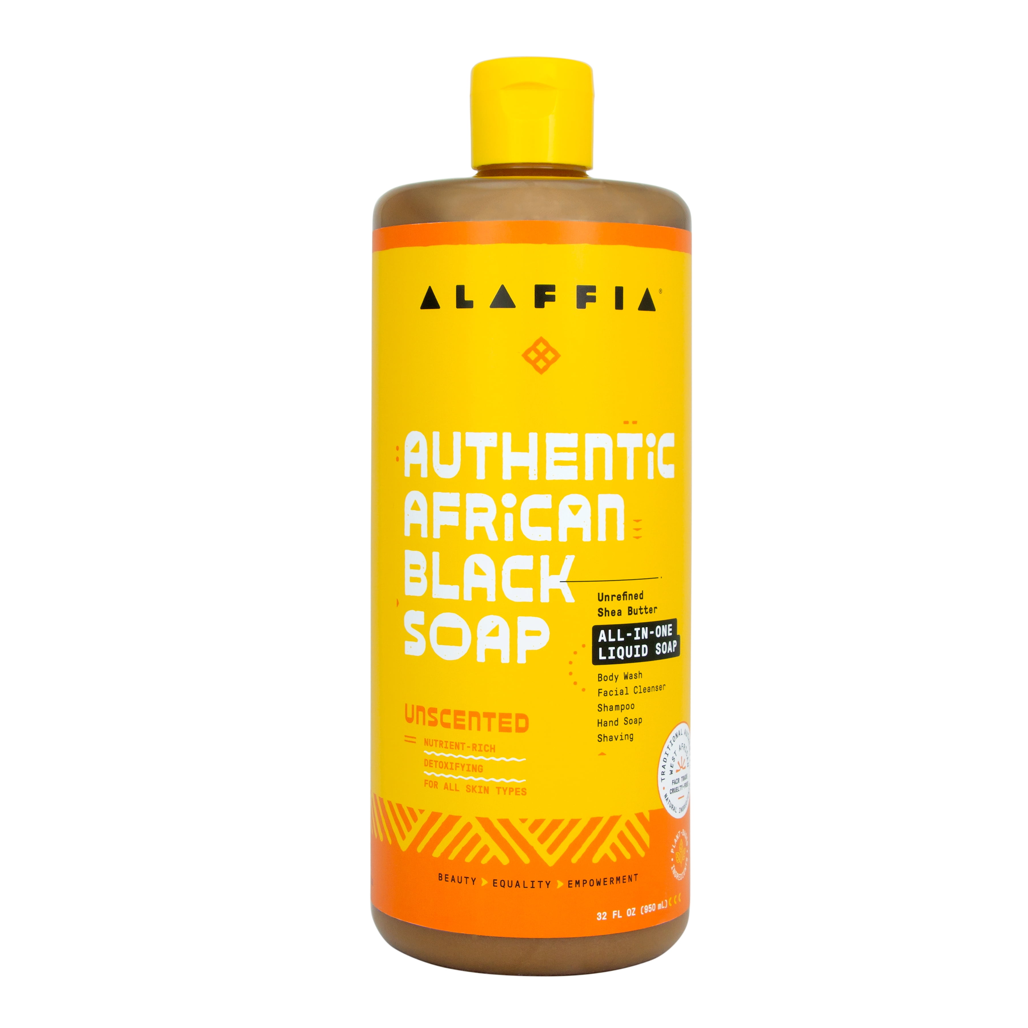 Alaffia Authentic African Black Soap All-In-One, Unscented 32 fl oz
