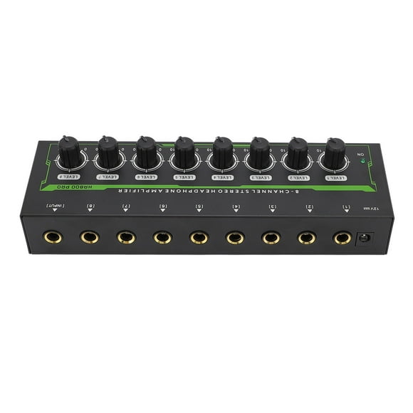 8 Channel Headphone Splitter Amplifier with Fine Signal Amplification, Volume Control, RGB Light Design for Recording Studios, Radio Stations, Live Performances