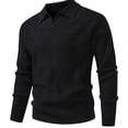 thumbnail image 4 of Men's Long Sleeve Collared V Neck Knit Sweater Textured Classic Fit Pullover, 4 of 10
