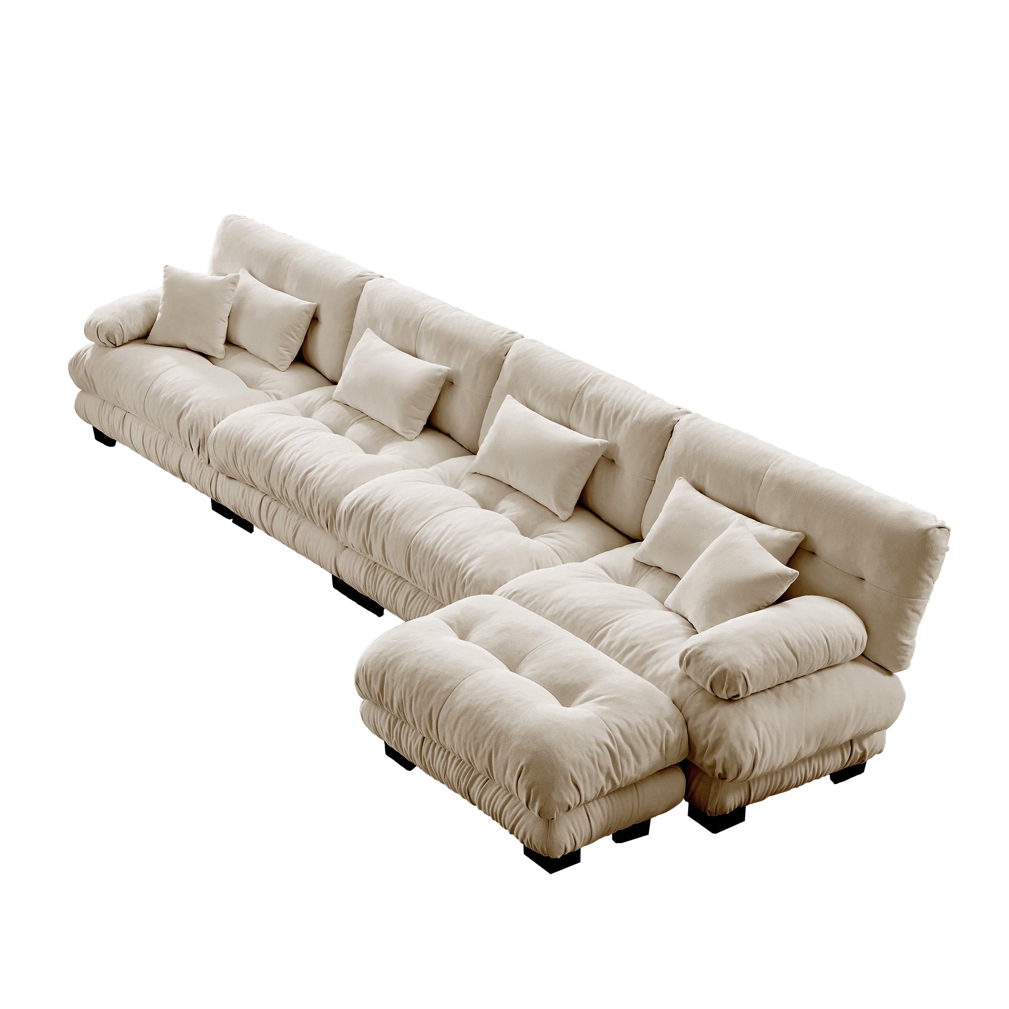 Gewnee White Chenille Cloud Couch 2 Seater Sofa for Living Room, Chenille 2 - Seat sofa with 2 Lumbar pillows and 2 throw pillows,