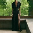 thumbnail image 2 of Miluxas Women's Maxi Dress Deep V Neck Sleeveless Pleated Waist Long Dress formal Evening Gown Elegant Wedding Guest Cocktail Party Dress Black, 2 of 8