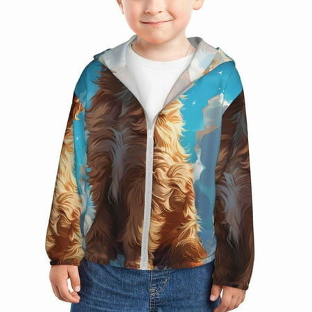 

Lukts Cartoon Cloud Puppy Print Children s Long-Sleeved Sun Protection Clothing Hooded Sweatshirts for Boys and Girls Outdoor Sports-5 Years