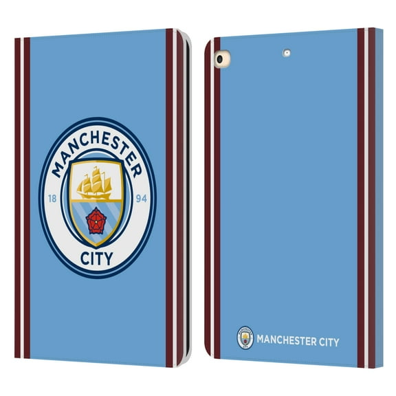 Head Case Designs Officially Licensed Manchester City Man City FC 2022/23 Badge Kit Home Leather Book Wallet Case Compatible with Apple iPad 9.7 2017 / iPad 9.7 2018