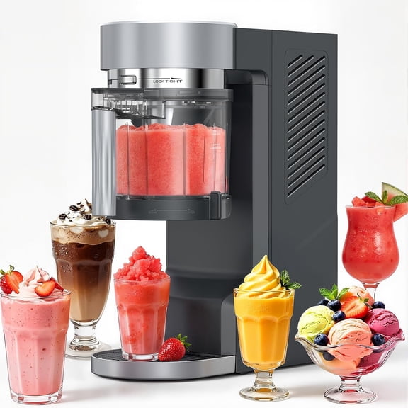 FREE VILLAGE 2-in-1 Slushie Machine & Ice Cream Maker,40oz Soft Serve Ice Cream Machine,No Ice Needed Frozen Drink Maker,8 Presets,Auto-Clean & Delay Timer,Margarita Machine for Home,Black