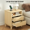 thumbnail image 6 of Fluted Nightstand with Charging Station, Bedside Table with 2 Drawers and Storage Shelf, Mid Century Modern Side Table for Bedroom Living Room,Natural, 6 of 11