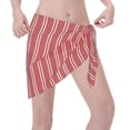 thumbnail image 3 of Bingfone Stripes Red White Women's Sarong Swimsuit Cover Ups Bathing Suit Coverups Chiffon Beach Wrap Skirts, 3 of 7