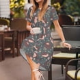 thumbnail image 3 of Naloa Hedgehogs and Flowers1 Print Womens Summer A-Line Dress with Pockets,Short Sleeve Dresses,Flowy Beach Swing Dress for Vacation Travel, 3 of 6