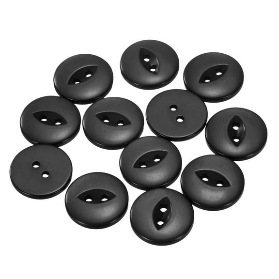 Uxcell 12pcs 32L Black Round Sewing Buttons 20mm 4/5" Resin 2-Hole Fish Eye Craft Replacement Button for Craft Decoration Pants Dress Skirt Clothing Fastener Buttons