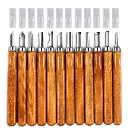 14 Piece SK5 Carbon Steel Wood Carving Tool Set with Whetstone and Protective Case