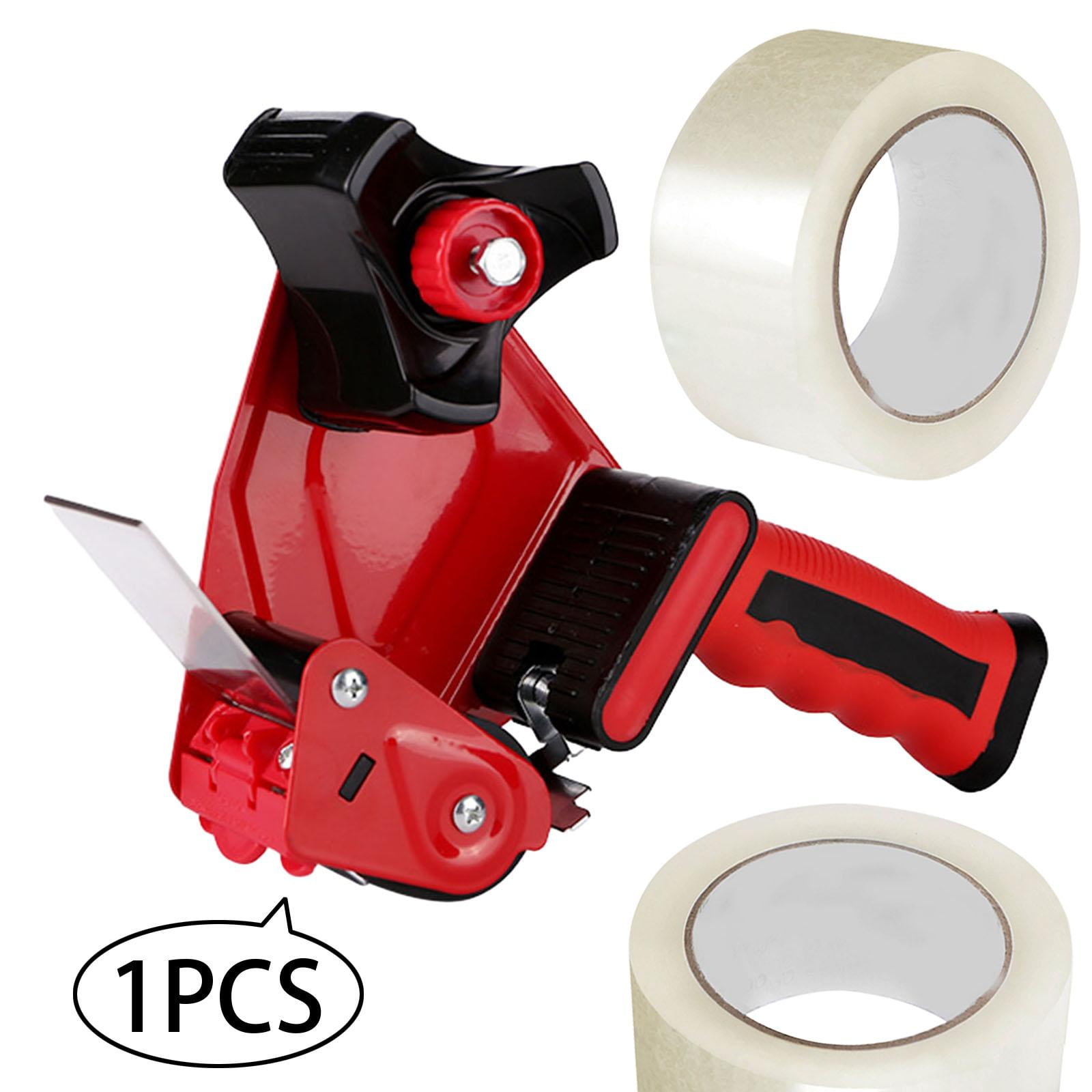 koolsoo Package Tape Dispenser Handheld Easy to Use Seal Packing Dispenser Roll Tape Cutter Dispenser for Moving Shipping Home Office , Black and Red