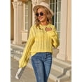 thumbnail image 6 of Womens Sweaters Knit Crew Neck Casual Long Sleeve Fall Tunic Sweater Tops Yellow XL, 6 of 8