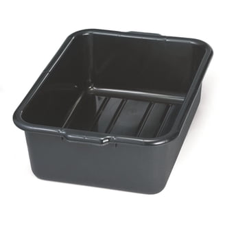 18 Quart Plastic Kitchen Wash Basin – 2-Pack Rectangular Dishpan, Black, Heavy-Duty With Grip Areas, Space-Saving Stackable Design