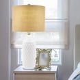 thumbnail image 3 of Cresswell Lighting 3-Way Quilted Ceramic Table Lamp with Natural Linen Drum Shade, 3 of 8